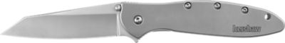 Kershaw 3 in. Leek Random EDC Reverse Tanto Folding Knife, Bead Blasted 14C28N Steel Blade, Silver Stainless Steel Handle