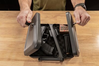 Hornady 2-Handgun Key Entry Dual-Lid Steel Lock Box, 11 in. x 10 in. x 2 in., Black