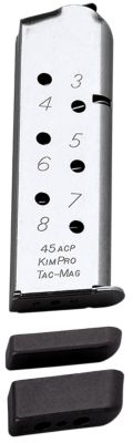 Kimber Tac-Mag 8 Round 45 ACP Magazine for Full-Size Kimber Models, Silver, Stainless Steel