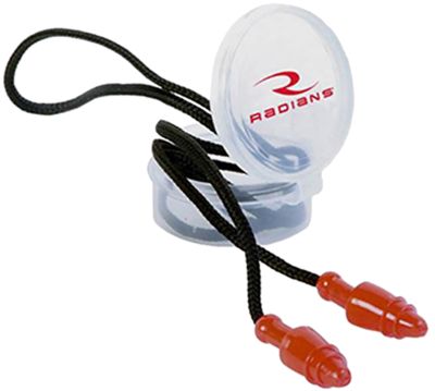 Radians SnugPlugs Earplugs, 28 dB Noise Reduction Rating, In The Ear, Black/Red, 50 Pairs