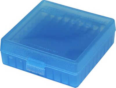 MTM .22 LR Flip-Top Ammo Box, Holds 100 Rounds, Blue