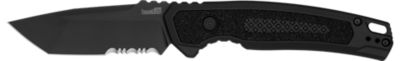 Kershaw 3.45 in. Launch 16 Automatic Tanto Folding Knife, Part Serrated CPM M4 Steel Blade, Black Cerakote Aluminum Handle