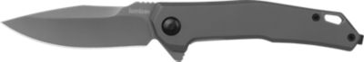 Kershaw 3.26 in. Helitack Flipper Drop Point Knife, Plain Gray PVD Coated 8Cr13MoV SS Blade, Gray PVD Stainless Steel Handle