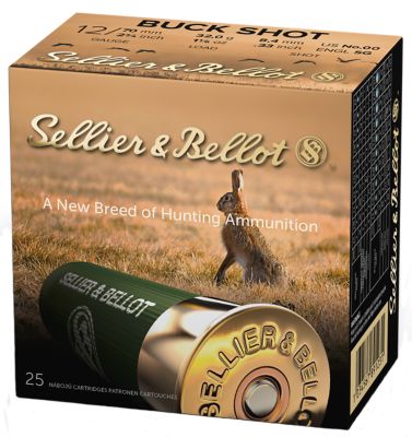Sellier & Bellot 12-Gauge Hunting 9-Pellet Buckshot Shotgun Shells, 00, 2.75 in., 1-1/8 oz., 25 Rounds