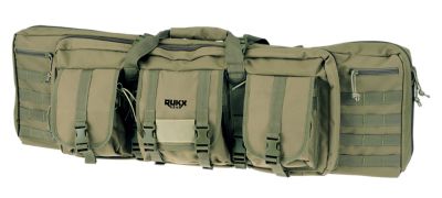 Rukx Gear 42 in. Tactical Rifle 600D Water-Resistant Polyester Double Gun Case, Green
