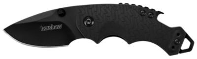 Kershaw 2.40 in. Shuffle Folding Knife, GFN Plain Black Oxide 8Cr14MoV SS Blade, Black K Textured Glass-Filled Nylon Handle