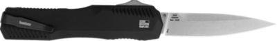 Kershaw 3.30 in. Livewire OTF Spear Point Folding Knife, Plain Stonewashed CPM 20V SS Blade, Textured Black Anodized Handle
