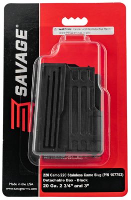 Savage 2 Round 20 Gauge Magazine for Savage 220 Slug, Black, Polymer