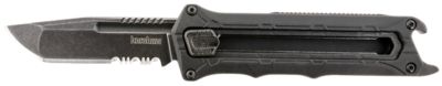 Kershaw 2.70 in. Interstellar OTF Tanto Folding Knife, Part Serrated Blackwash 8Cr13MoV SS Blade, Textured Nylon Handle
