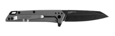 Kershaw 2.90 in. Misdirect Reverse Tanto Folding Knife with Pocket Clip, Blackwash 4Cr14 Blade, Gray Bead Blasted SS Handle