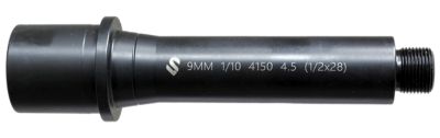 Lead & Steel 9mm Luger AR9 Barrel, 4.50 in., 1/2 in. x 28 Thread, Black Nitride, Chrome Moly Vanadium