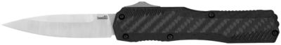 Kershaw 3.35 in. Livewire OTF Dagger, Plain Black PVD CPM MagnaCut Steel Blade, Black Anodized Aluminum Handle