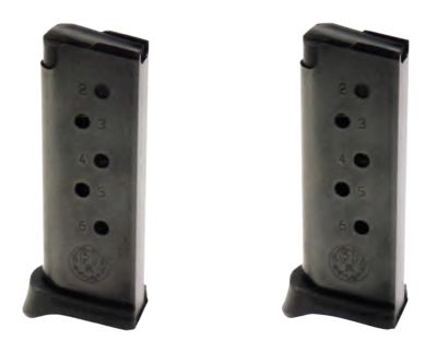 Ruger 6 Round 380 ACP Magazine Value Pack for Ruger LCP/LCP II, Blued, Steel, 2-Pack, 90643