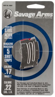 Savage 5 Round 22 LR/17 Mach 2 Magazine for Savage MKII, Stainless Steel