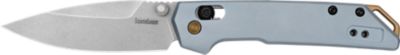 Kershaw 3 in. Iridium EDC Mini Spear Point Folding Knife, Plain Stonewashed D2 Steel Blade, Ice Blue Aluminum Handle