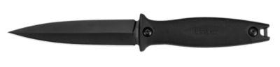 Kershaw 4.40 in. Secret Agent Spear Point Fixed Blade Knife with Sheath, Plain Black Oxide 8Cr13MoV SS Blade, Black Nylon Handle