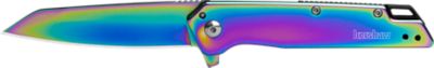 Kershaw 3 in. Misdirect Reverse Tanto Folding Knife, Plain Polished Rainbow PVD 4Cr14 Blade, Polished Rainbow PVD SS Handle