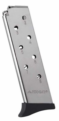 MEC-GAR 8 Round 380 ACP Magazine for Bersa Thunder, Detachable w/Finger Rest, Nickel, Carbon Steel