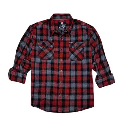 Horizon Design Hornady Gear Men's Long-Sleeve Flannel Shirt, XL, Red/Black/Gray, Cotton/Polyester, Relaxed Fit Button Up