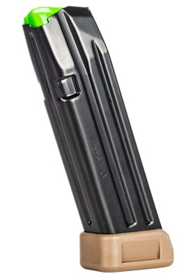 MEC-GAR 20 Round 9mm Luger Magazine for Glock 17, Extended, Black, Carbon Steel w/Flat Dark Earth Floorplate