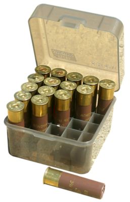 MTM 10/12-Gauge Flip-Top Polypropylene Shotshell Box, Holds 25 Rounds, Clear Smoke