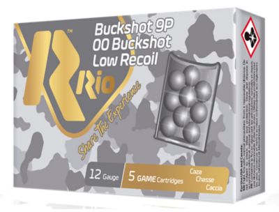 Rio Ammunition 12-Gauge Royal Buck Low Recoil 9-Pellet Buckshot Shotgun Shells, 00, 2.75 in., 5 Rounds