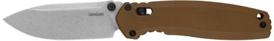 Kershaw 3.50 in. Broadside Spear Point Folding Knife, Plain Stonewashed D2 Steel Blade, Brown G10 Handle