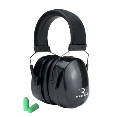 Radians Maximus Over-the-Head Earmuffs and Deflector Foam Earplugs Set, 38 dB Noise Reduction Rating, Aqua Blue/Black, 1 Pair