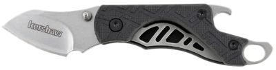 Kershaw 1.40 in. Cinder Drop Point Folding Knife with Key Ring, Stonewashed 3Cr13MoV SS Blade, Black Glass-Filled Nylon Handle