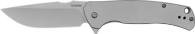 Kershaw 3.30 in. Scour Drop Point Folding Knife, Plain Bead Blasted 8Cr13MoV SS Blade, Bead Blasted Stainless Steel Handle