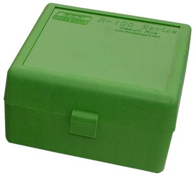 MTM .223 Remington/.204 Ruger Flip-Top Polypropylene Ammo Box, Holds 100 Rounds, Green