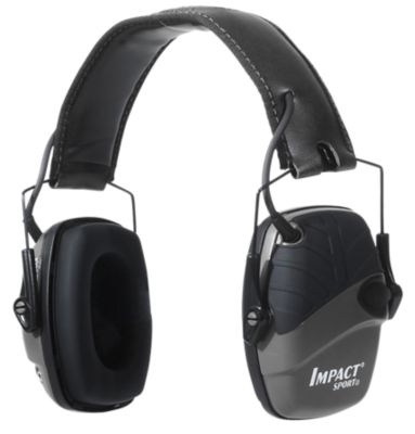 Howard Leight Impact Sport Over-the-Head Electronic Earmuffs, 22 dB Noise Reduction Rating, Gray/Black, 1 Pair