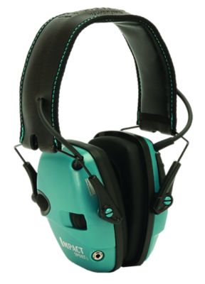 Howard Leight Impact Sport Over-the-Head Electronic Earmuffs, 22 dB Noise Reduction Rating, Black/Teal, 1 Pair