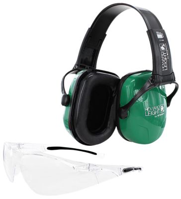 Howard Leight Over-the-Head Earmuffs and Eyewear Shooting Set, 25 dB Noise Reduction Rating, Green, 1 Pair