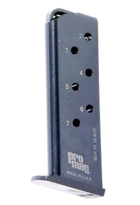 ProMag 7 Round 32 ACP Magazine for Beretta 3032 Tomcat, Blued, Steel