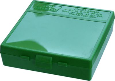 MTM .45 ACP/10mm Flip-Top Polypropylene Ammo Box, Holds 100 Rounds, Green