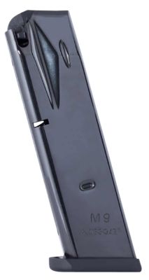 MEC-GAR 15 Round 9mm Luger Magazine for Beretta M9/92, Nickel, Polymer