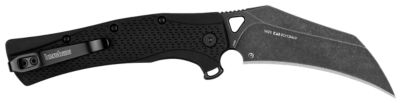 Kershaw 3.5 in. Dawnstar Tactical Hawkbill Folding Knife, Blackwash 8Cr13MoV SS Blade, Black Textured Glass-Filled Nylon Handle