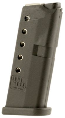 ProMag Standard 6 Round 380 ACP Magazine for Glock 42, Black, DuPont Zytel Polymer
