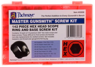 Lyman Master Gunsmith Hex Head Ring and Base Screw Kit, Universal, Hardened Steel, Metal Handle, 142 pc.