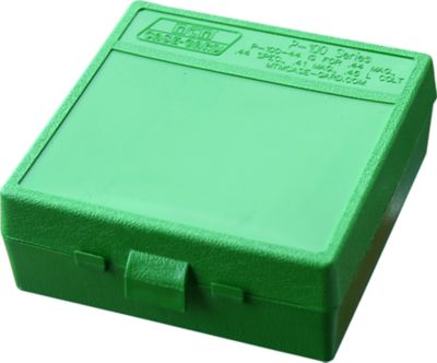 MTM .44 Magnum/.45 Long Colt Flip-Top Polypropylene Ammo Box, Holds 100 Rounds, Green