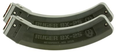 Ruger BX-25 25 Round 22 LR Magazine Value Pack for Ruger 10/22/SR/77/Charger 22LR BX-25, Black, 2-Pack