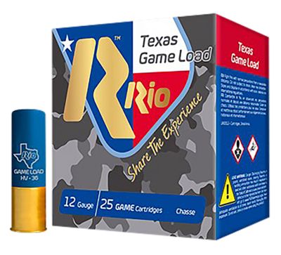 Rio Ammunition 12-Gauge Texas Game Load High Velocity 8-Shot Shotgun Shells, 2.75 in., 1-1/4 oz., 25 Rounds, TGHV368TX