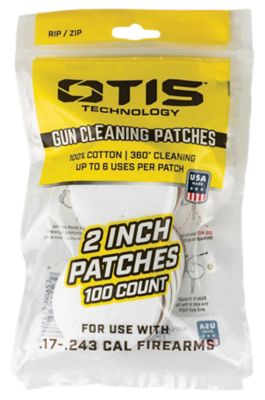 Otis .17/.22 Caliber Rimfire Pistol/Rifle Small Caliber Cotton Cleaning Patches, 100 pc.
