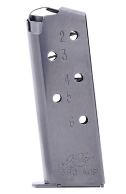 Kimber 6 Round 380 ACP Magazine for Kimber Micro, Silver, Stainless Steel