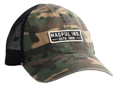 Magpul Established Garment Washed Trucker, Woodland Camo, Adjustable Snapback, OSFA, Embroidered Patch