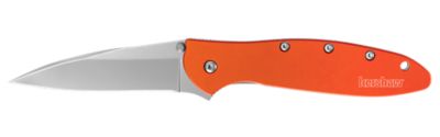 Kershaw 3 in. Leek Drop Point Folding Knife with Pocket Clip, Bead Blasted 14C28N Steel Blade, Orange Anodized Aluminum Handle