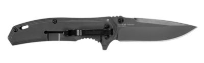 Kershaw 3 in. Fringe Drop Point Folding Knife with Clip, Plain Gray TiN 8Cr13MoV SS Blade, Black/Gray Carbon Fiber/SS Handle
