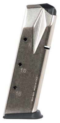 MEC-GAR 15 Round 9mm Luger Magazine for Sig P228, Extended, Nickel, Carbon Steel