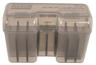 MTM Multi-Caliber Flip-Top Polypropylene Ammo Box, Holds 22 Rounds, Clear Smoke, RF22SM41